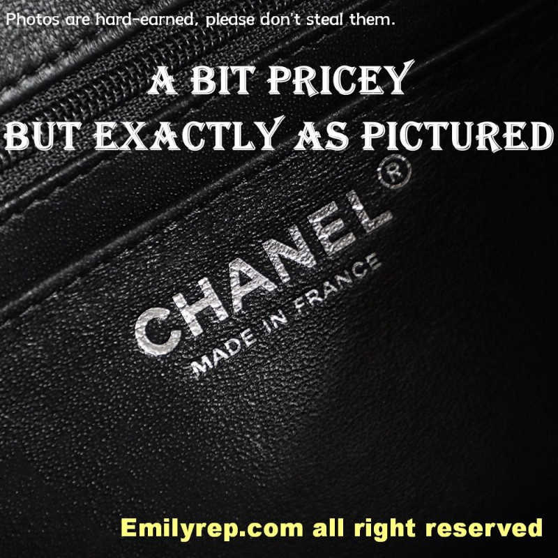 chanel classic sheepskin flap black and silver square 13-17-8cm  C0001