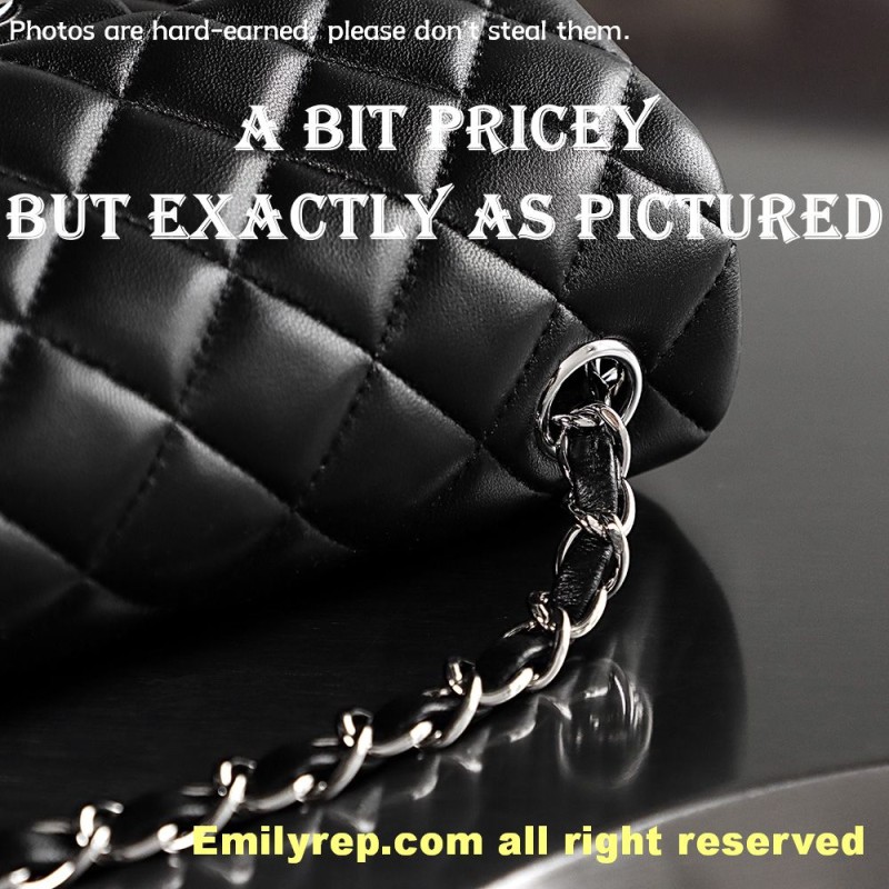 chanel classic sheepskin flap black and silver mini 12-20-6cm C0002