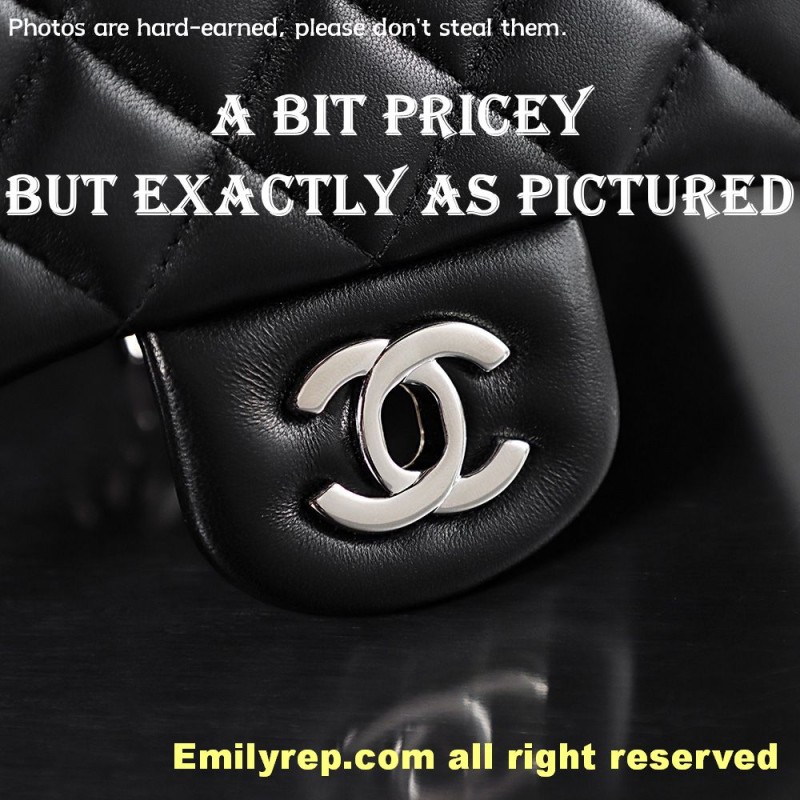 chanel classic sheepskin flap black and silver mini 12-20-6cm C0002