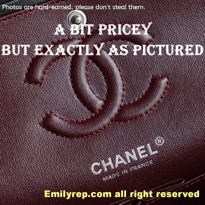 chanel classic sheepskin flap black and silver medium 15.5-25.5-6.5cm C0005