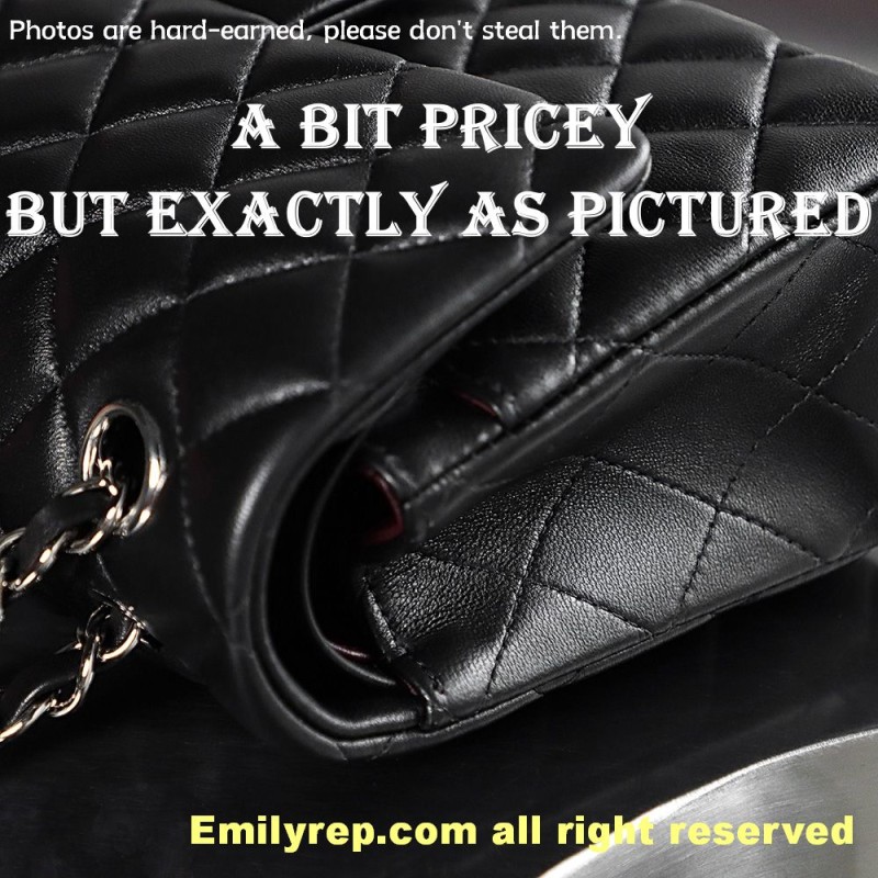 chanel classic sheepskin flap black and silver medium 15.5-25.5-6.5cm C0005