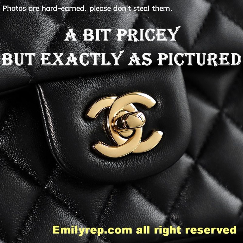 chanel classic sheepskin flap black and gold small 14.5-23-6cm C0007