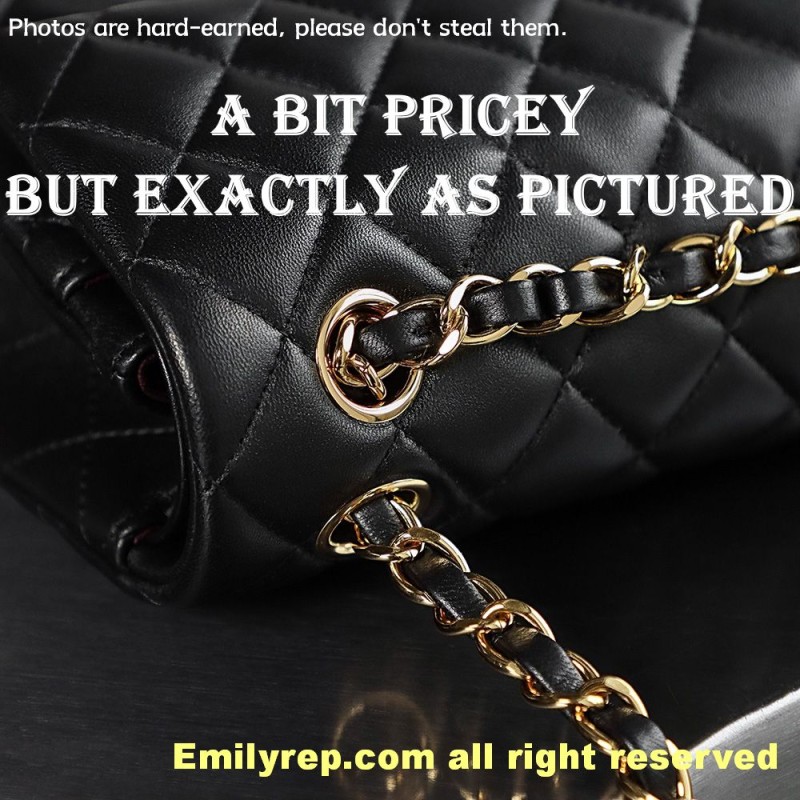 chanel classic sheepskin flap black and gold small 14.5-23-6cm C0007