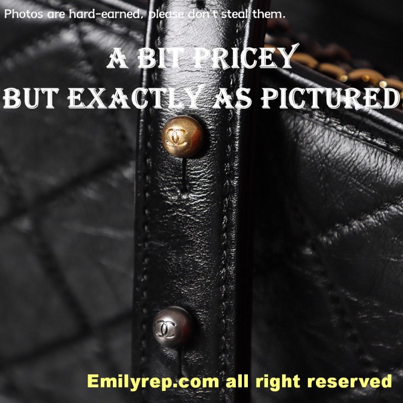 chanel gabrielle hobo black and gold small 15-20-8CM C0008