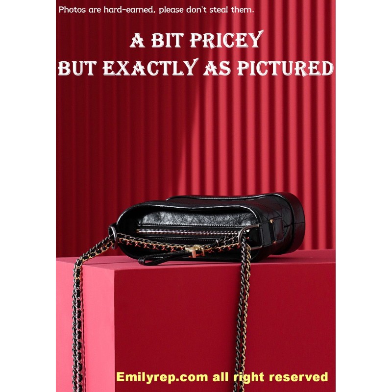 chanel gabrielle hobo black and gold small 15-20-8CM C0008