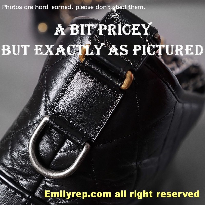 chanel gabrielle hobo black and gold small 15-20-8CM C0008