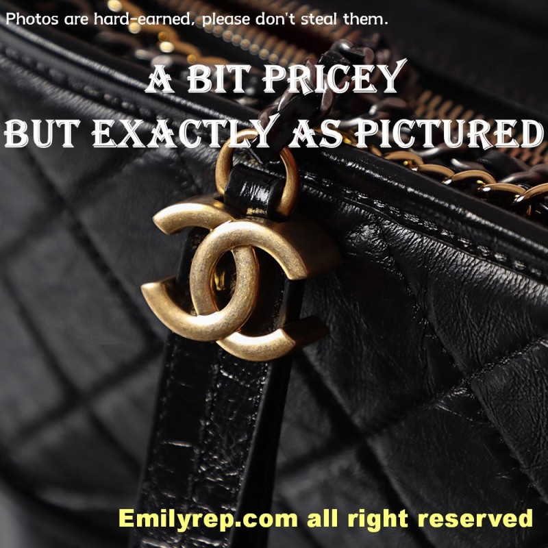 chanel gabrielle hobo black and gold small 15-20-8CM C0008