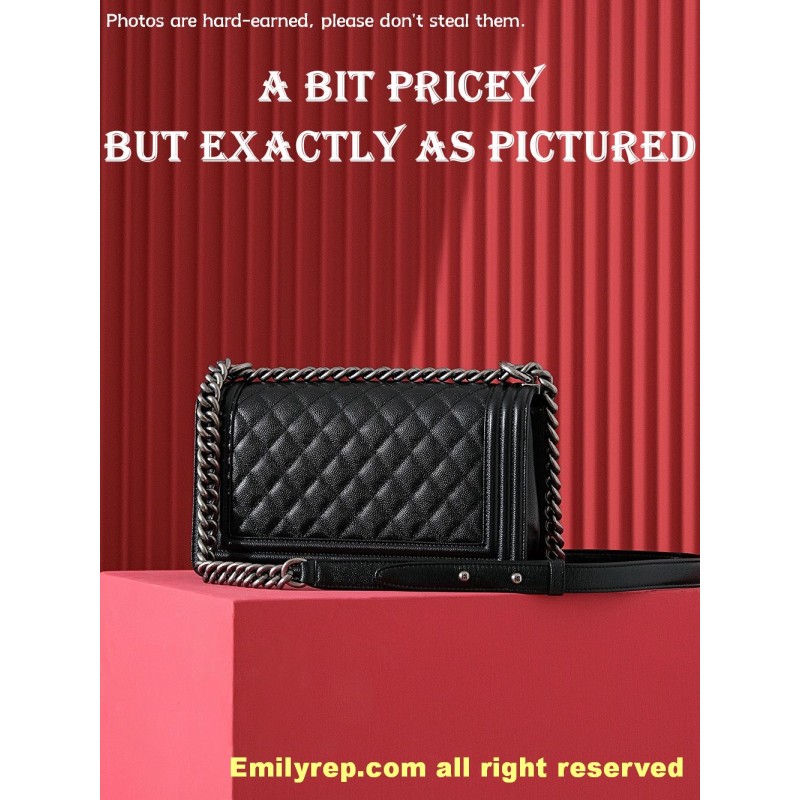 chanel leboy Black and silver Medium 25-15-9cm C0012