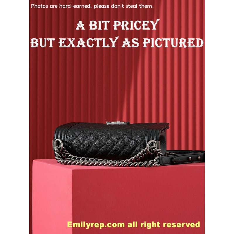 chanel leboy Black and silver Medium 25-15-9cm C0012