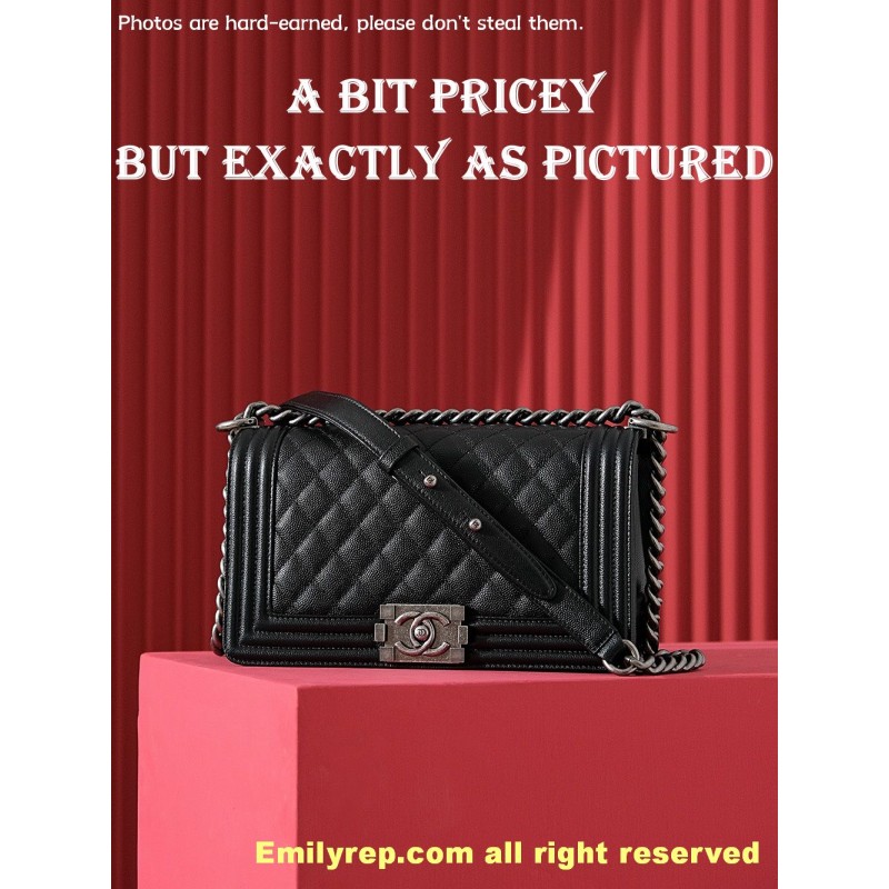 chanel leboy Black and silver Medium 25-15-9cm C0012