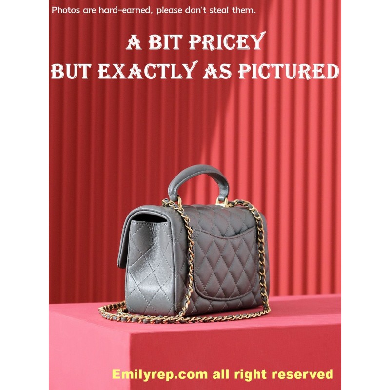 chanel classic flap Grey sheepskin 12-20-6cm C0018