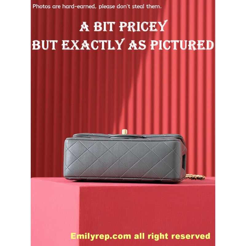 chanel classic flap Grey sheepskin 12-20-6cm C0018