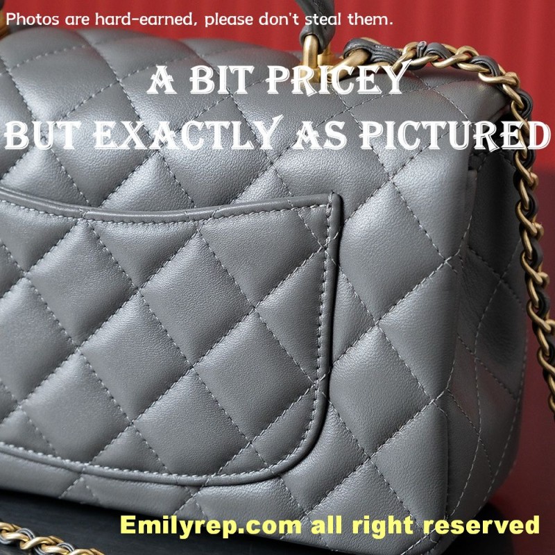 chanel classic flap Grey sheepskin 12-20-6cm C0018