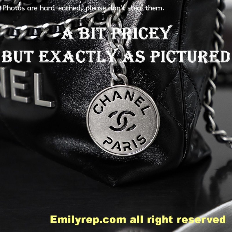 chanel 22 mini black and silver 19-20-6cm C0021