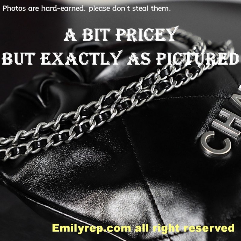 chanel 22 mini black and silver 19-20-6cm C0021