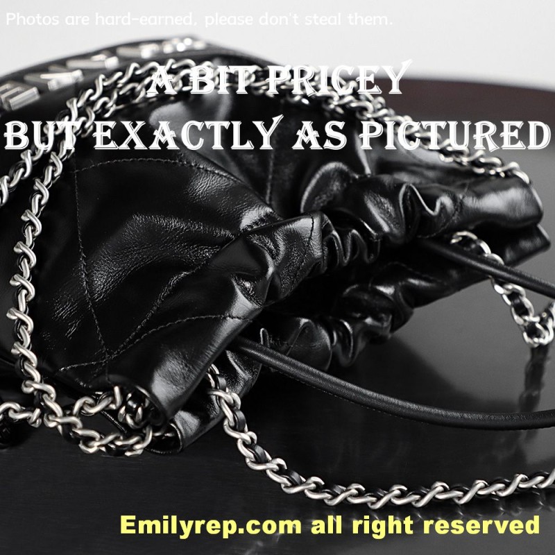 chanel 22 mini black and silver 19-20-6cm C0021