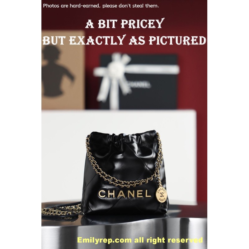 chanel 22 mini black and gold 19-20-6cm C0022