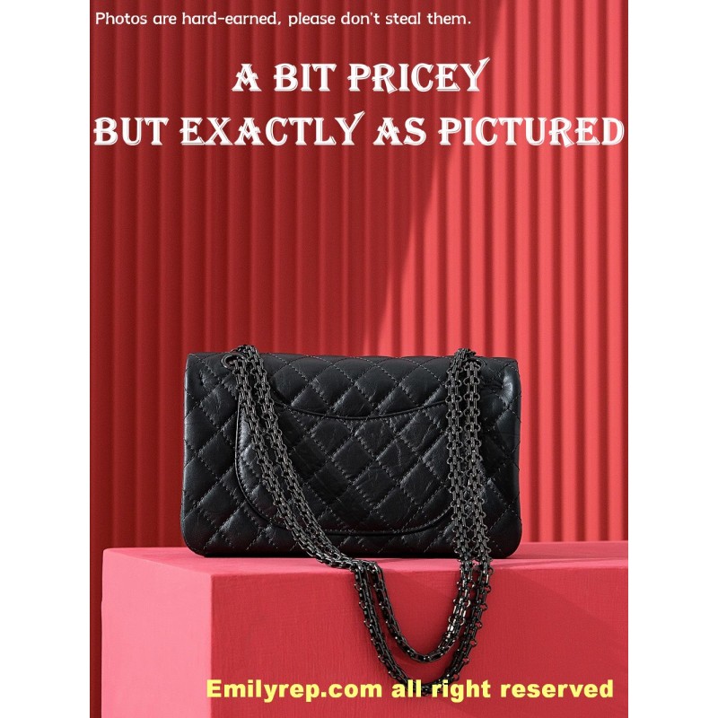 chanel 2.55 black medium 16-24-7.5cm C0023
