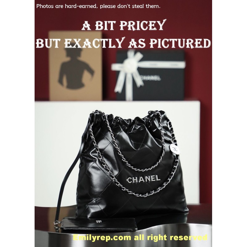 Chanel 22 black and silver Medium 39-42-8cm C0029