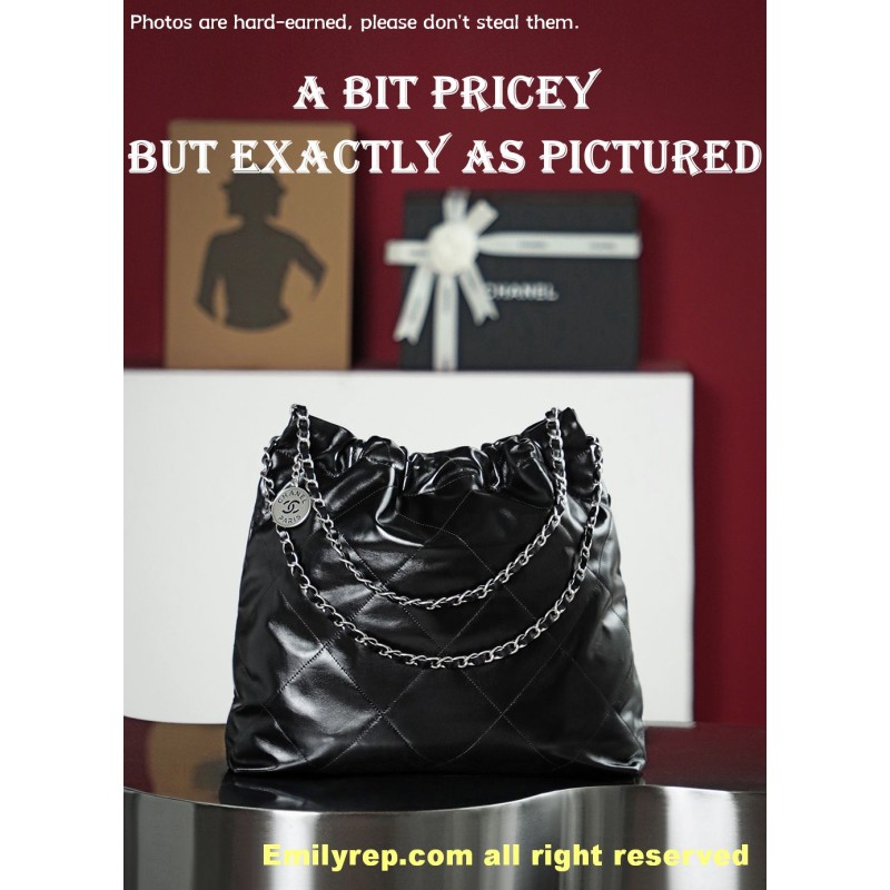 Chanel 22 black and silver Medium 39-42-8cm C0029