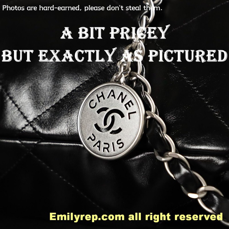 Chanel 22 black and silver Medium 39-42-8cm C0029