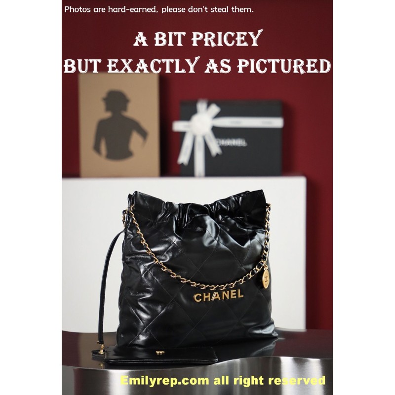 Chanel 22 black and gold Medium 39-42-8cm C0030