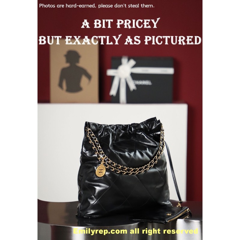 Chanel 22 black and gold Medium 39-42-8cm C0030