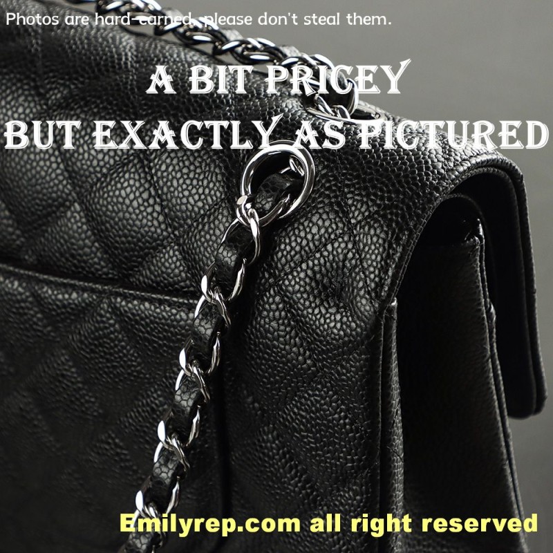 Chanel Classic Flap Ball-grain calfskin black and silver medium 15.5-25.5-6.5cm C0035