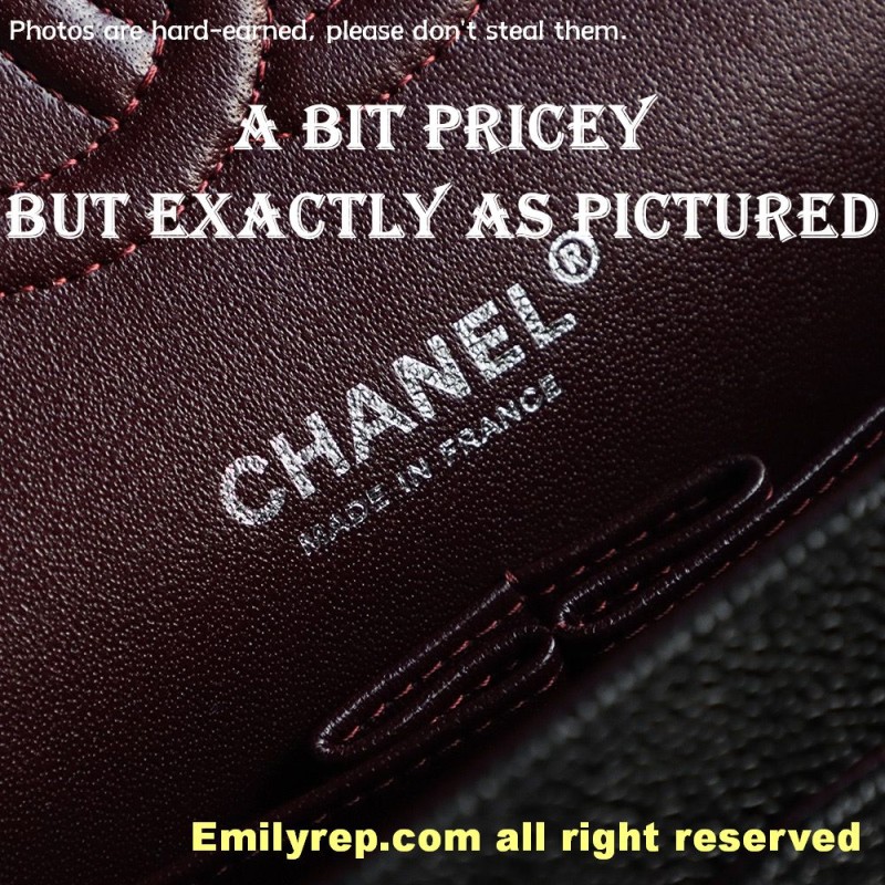 Chanel Classic Flap Ball-grain calfskin black and silver medium 15.5-25.5-6.5cm C0035