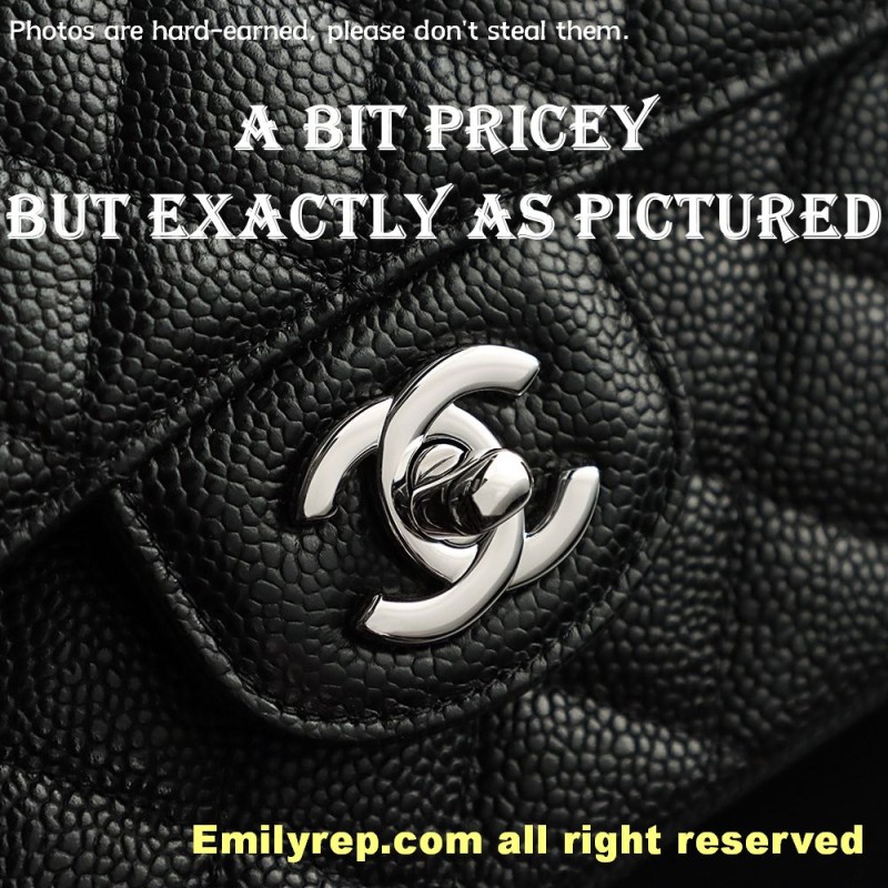Chanel Classic Flap Ball-grain calfskin black and silver medium 15.5-25.5-6.5cm C0035