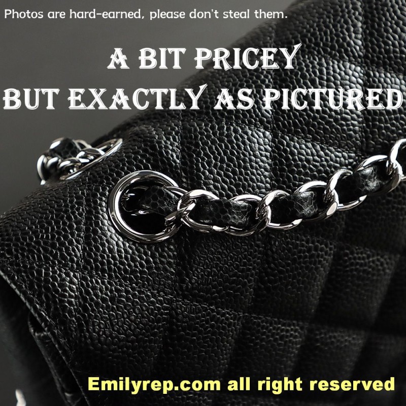 Chanel Classic Flap Ball-grain calfskin black and silver medium 15.5-25.5-6.5cm C0035