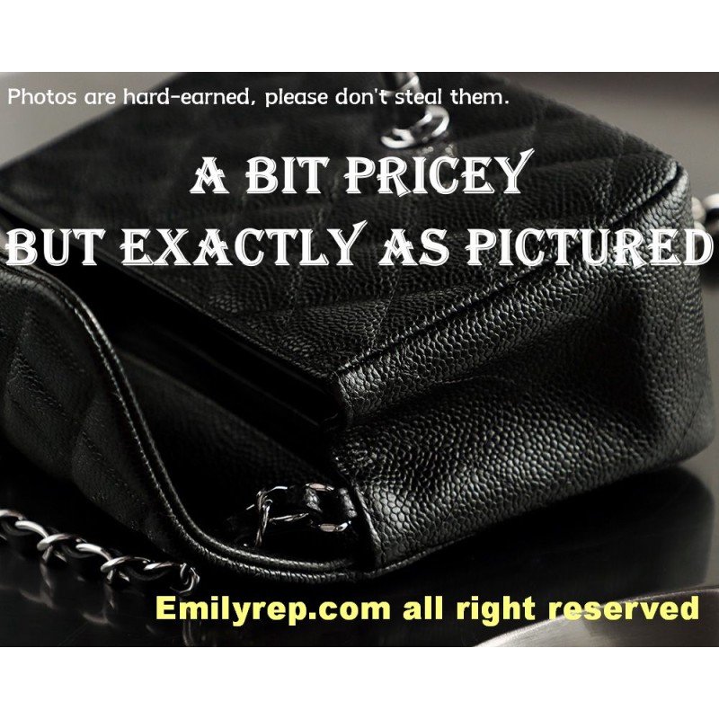 Chanel Classic Flap Ball-grain calfskin black and silver square 13-17-8cm C0038