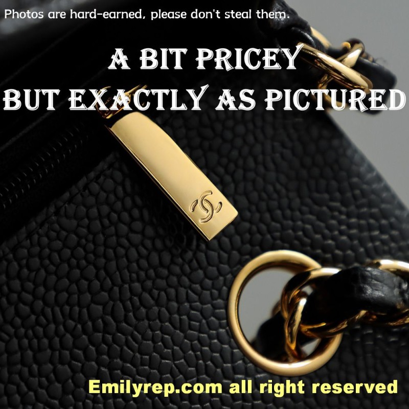 Chanel Classic Flap Ball-grain calfskin black and gold mini 12-20-6cm C0039