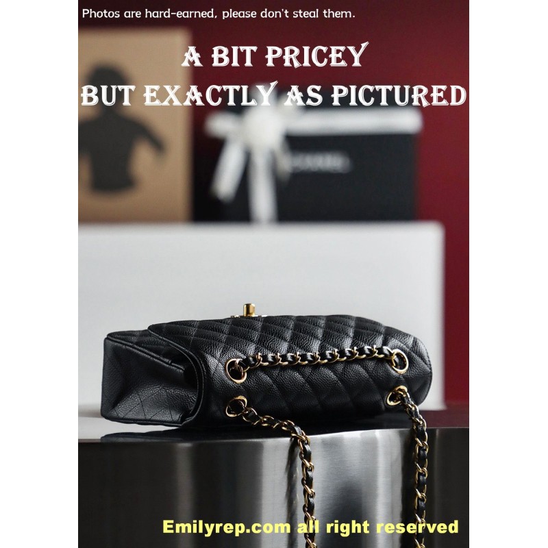 Chanel Classic Flap Ball-grain calfskin black and gold small 14.5-23-6cm C0041