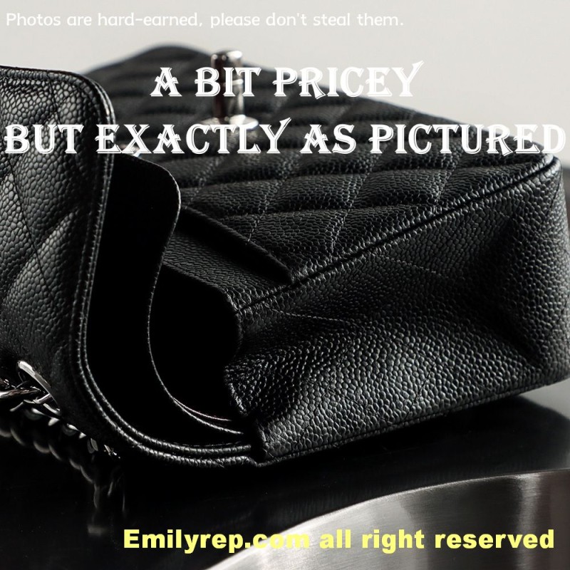 Chanel Classic Flap Ball-grain calfskin black and silver small 14.5-23-6cm C0042