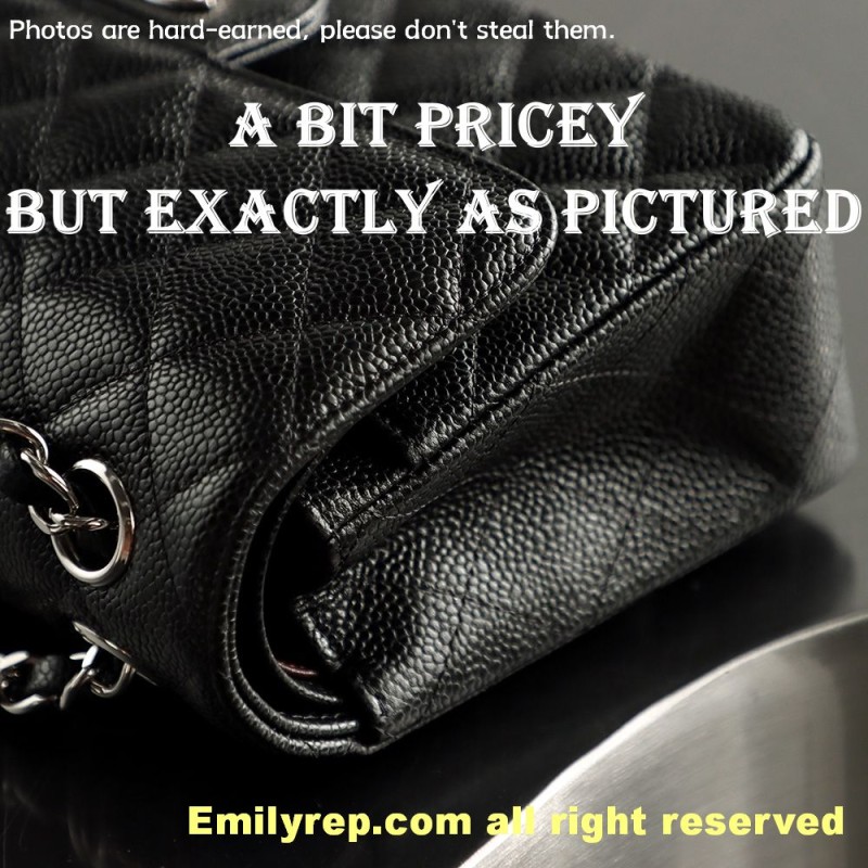 Chanel Classic Flap Ball-grain calfskin black and silver small 14.5-23-6cm C0042