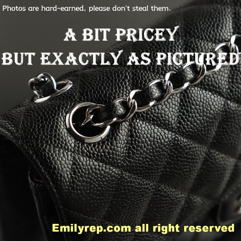 Chanel Classic Flap Ball-grain calfskin black and silver small 14.5-23-6cm C0042