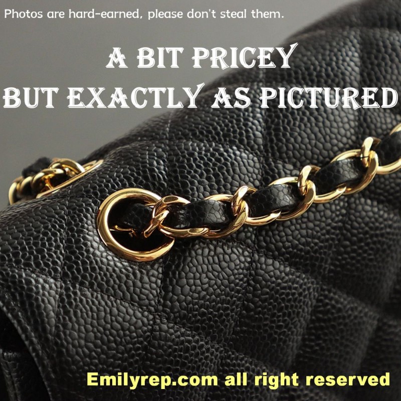 Chanel Classic Flap Ball-grain calfskin black and gold medium 15.5-25.5-6.5cm C0043