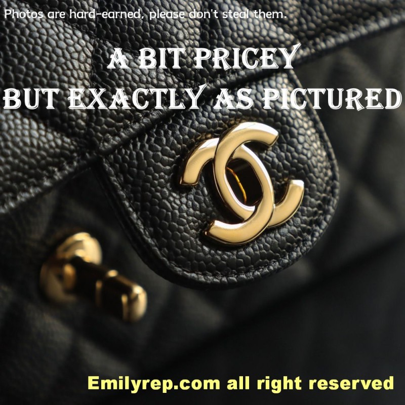 Chanel Classic Flap Ball-grain calfskin black and gold medium 15.5-25.5-6.5cm C0043