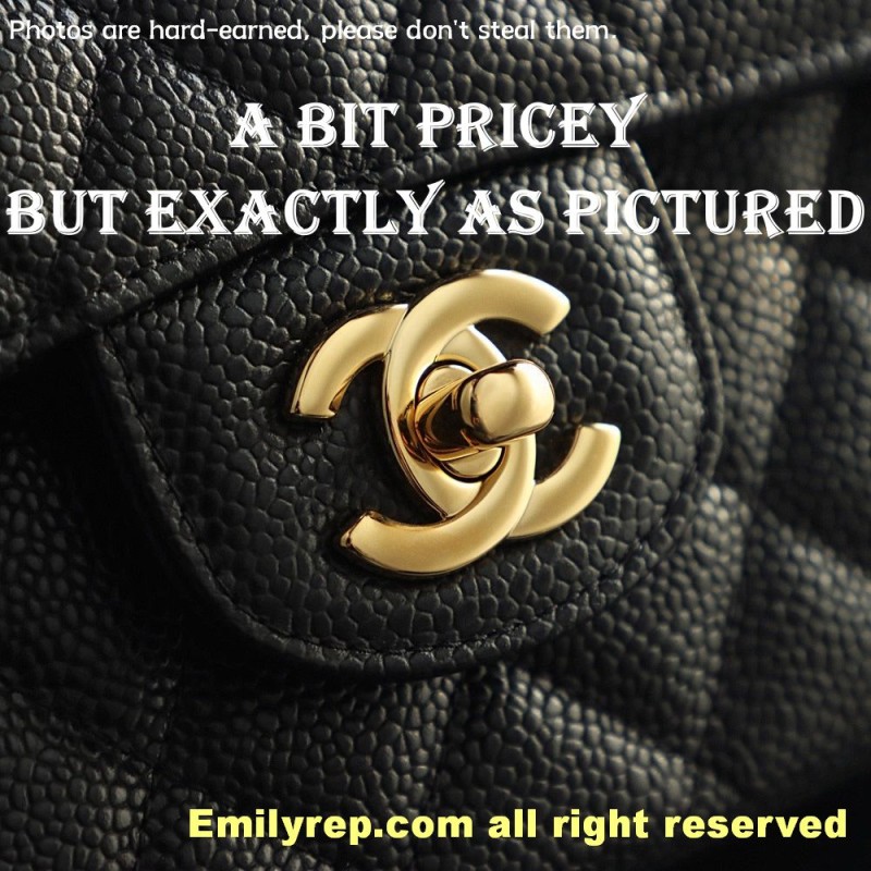 Chanel Classic Flap Ball-grain calfskin black and gold medium 15.5-25.5-6.5cm C0043