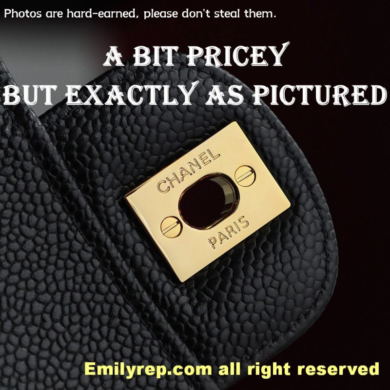 Chanel Classic Flap Ball-grain calfskin black and gold medium 15.5-25.5-6.5cm C0043