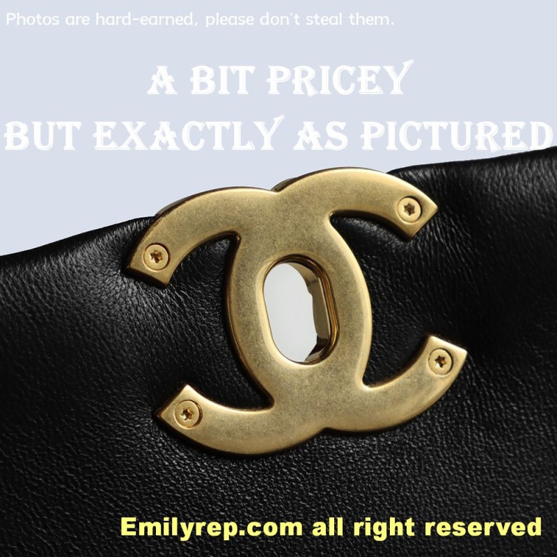 Chanel 19 Bag black and gold medium 20-30-10cm C0044