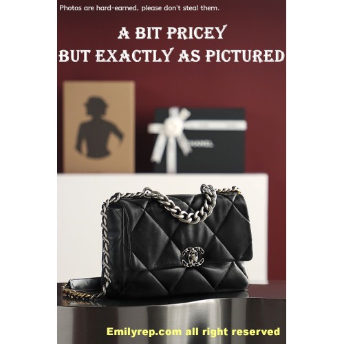 Chanel 19 Bag black and silver medium 20-30-10cm C0045