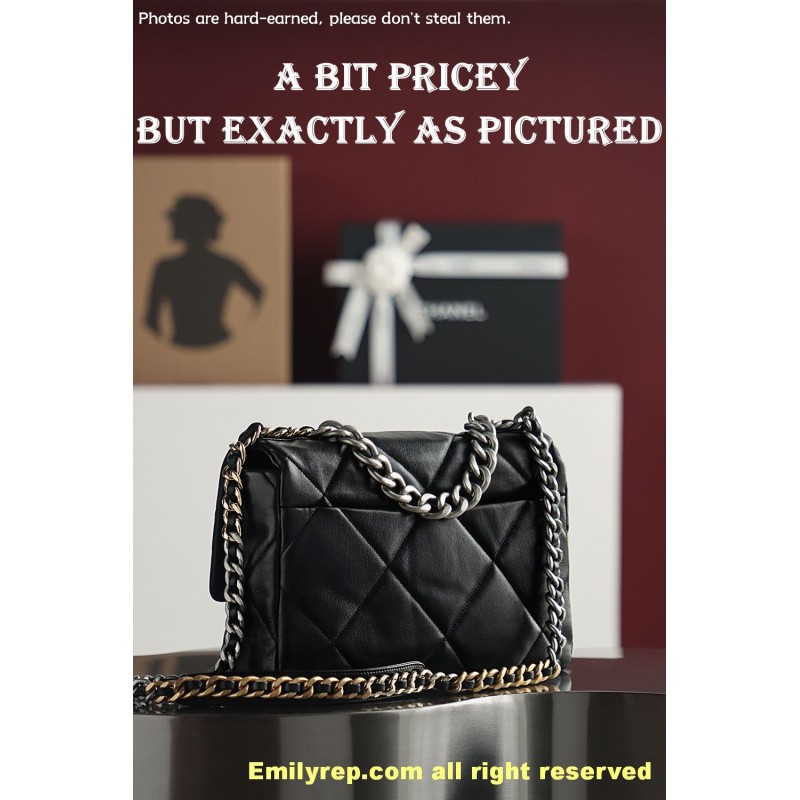 Chanel 19 Bag black and silver medium 20-30-10cm C0045