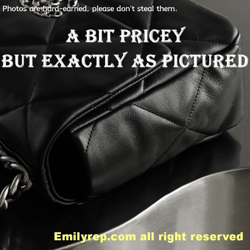 Chanel 19 Bag black and silver medium 20-30-10cm C0045