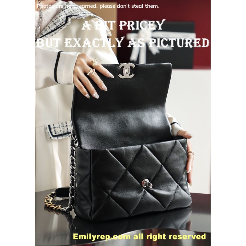 Chanel 19 Bag black and silver medium 20-30-10cm C0045