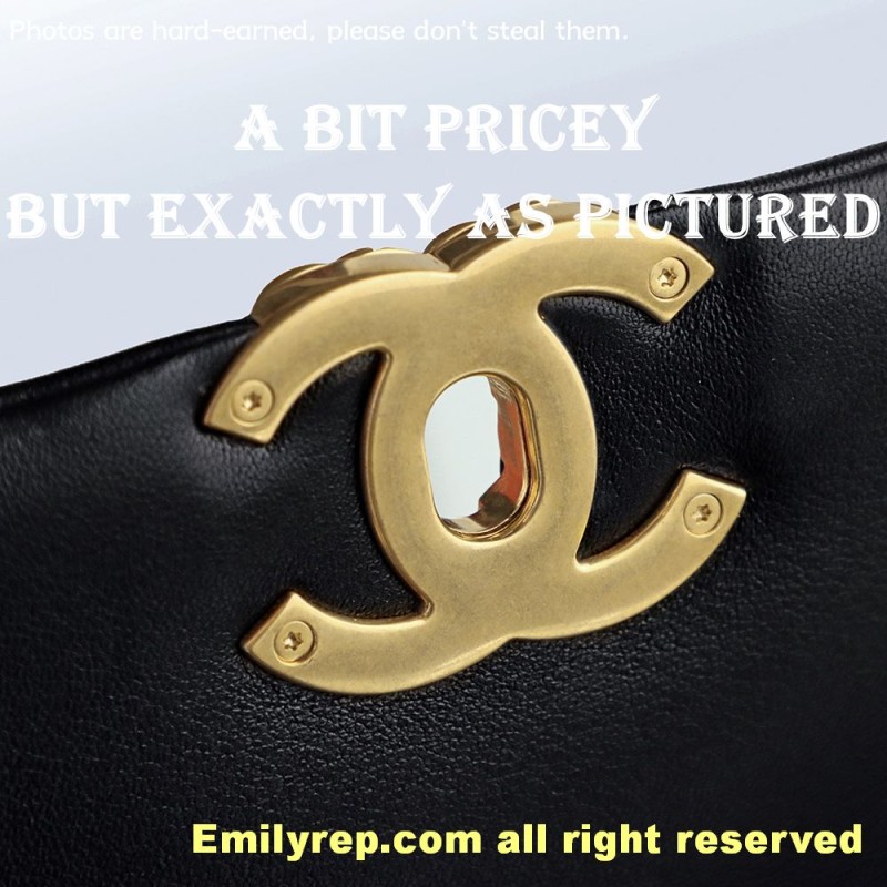 Chanel 19 Bag black and gold small 16-26-9cm C0046