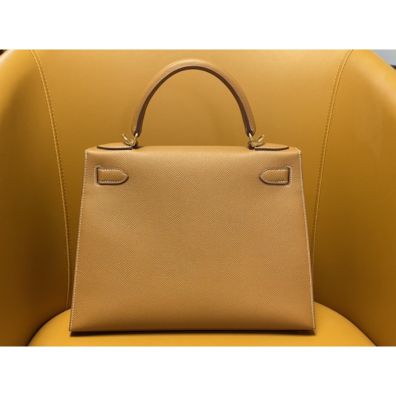 Hermès Kelly 28 in golden brown with a gold buckle-100% Handmade, needs 3-7 days