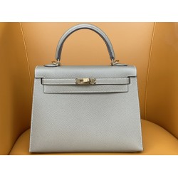 Hermès Kelly 25 Elephant Grey with Gold Clasp-100% Handmade, needs 3-7 days