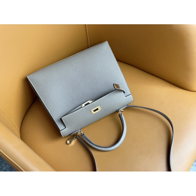 Hermès Kelly 25 Elephant Grey with Gold Clasp-100% Handmade, needs 3-7 days